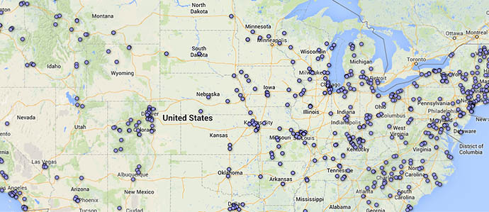 A Map of All 1006 Distilleries in the United States